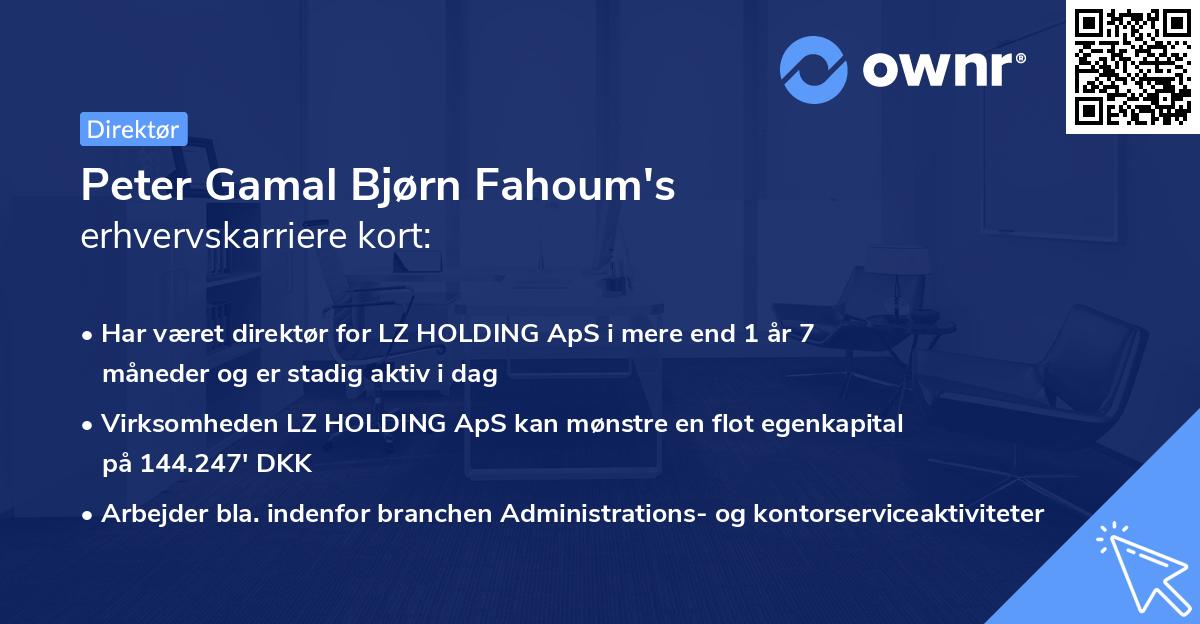 Peter Gamal Bjørn Fahoum's erhvervskarriere kort