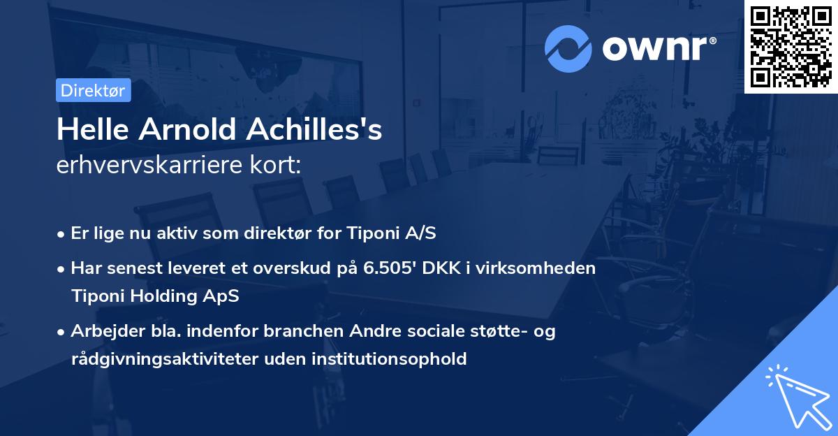 Helle Arnold Achilles's erhvervskarriere kort