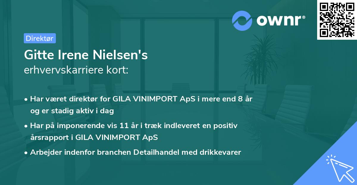 Gitte Irene Nielsen's erhvervskarriere kort