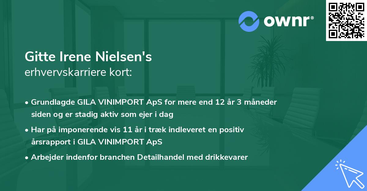 Gitte Irene Nielsen's erhvervskarriere kort