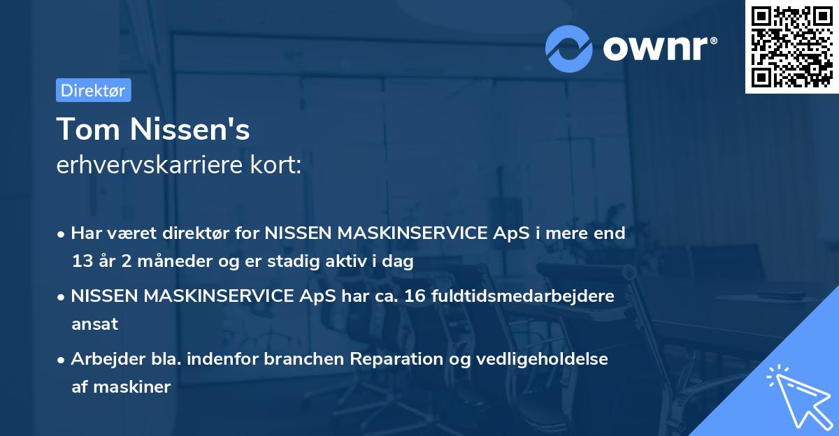 Tom Nissen's erhvervskarriere kort