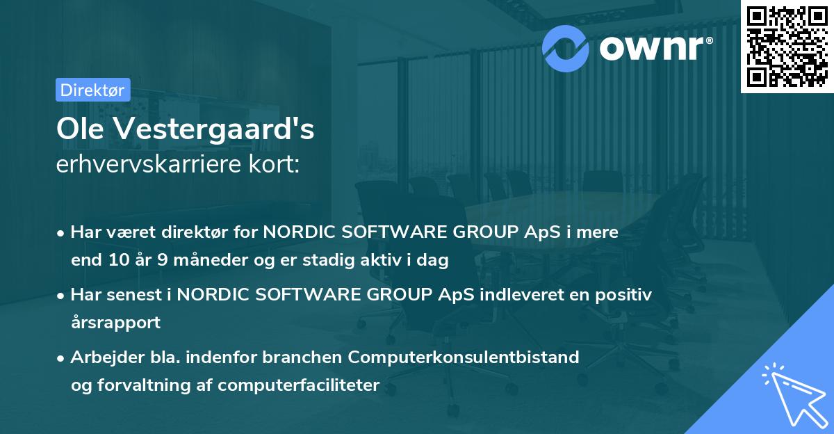 Ole Vestergaard's erhvervskarriere kort