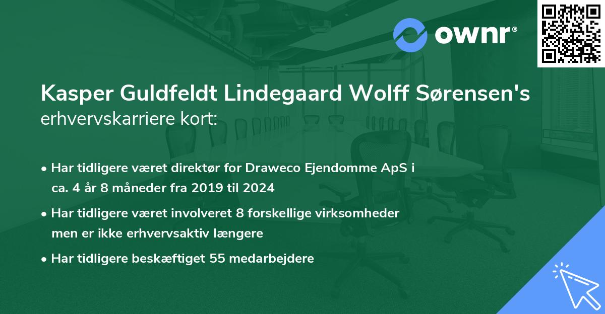 Kasper Guldfeldt Lindegaard Wolff Sørensen's erhvervskarriere kort