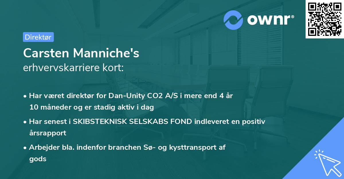 Carsten Manniche's erhvervskarriere kort