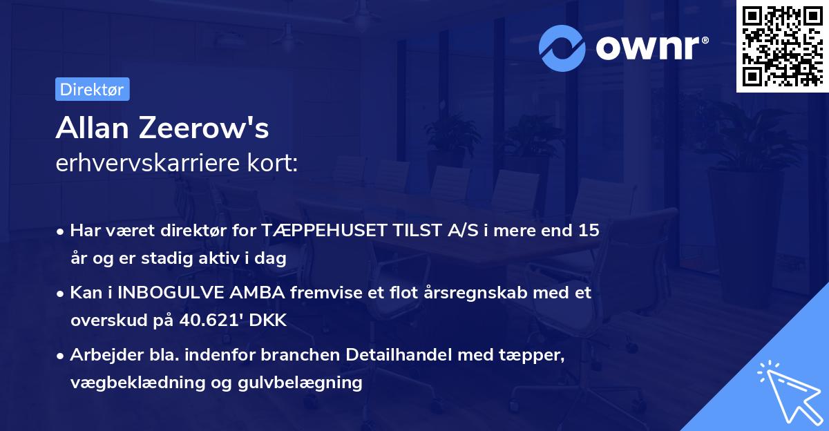 Allan Zeerow's erhvervskarriere kort