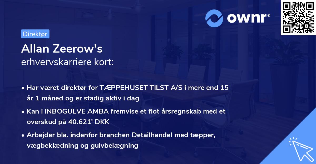 Allan Zeerow's erhvervskarriere kort