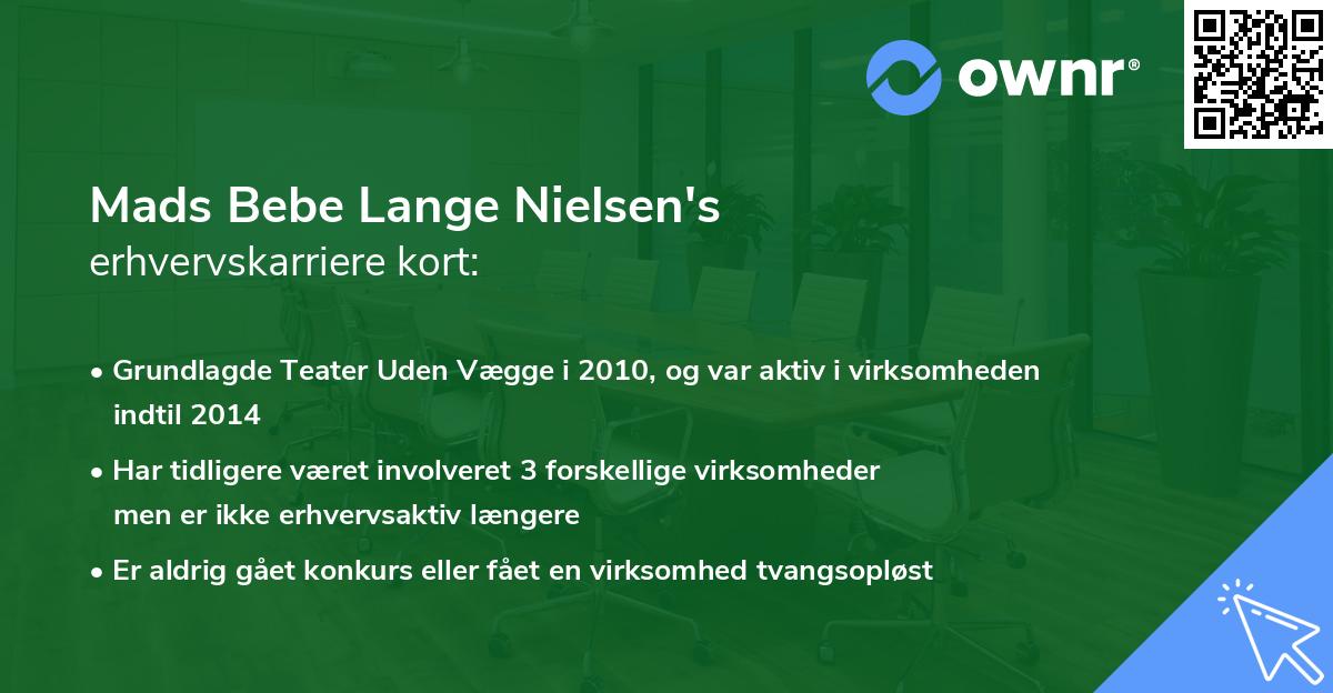 Mads Bebe Lange Nielsen's erhvervskarriere kort