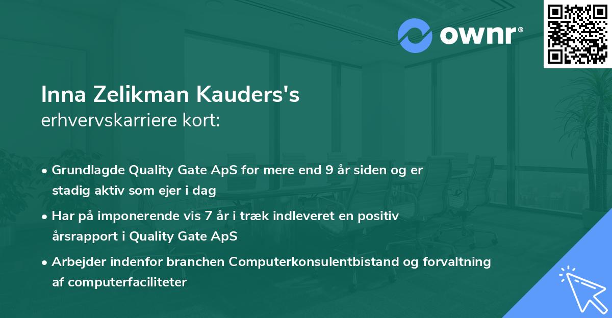 Inna Zelikman Kauders's erhvervskarriere kort