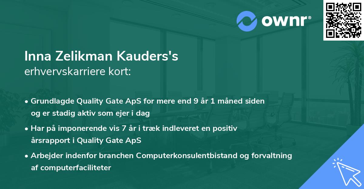 Inna Zelikman Kauders's erhvervskarriere kort