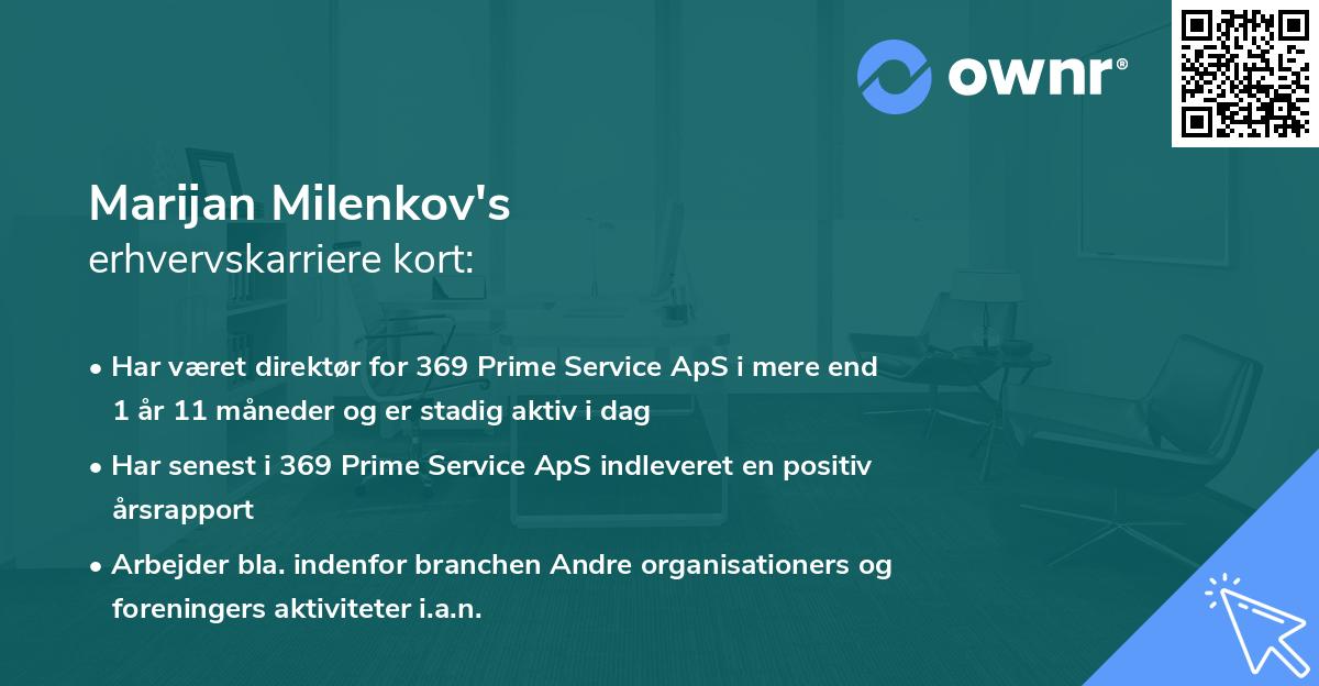 Marijan Milenkov's erhvervskarriere kort