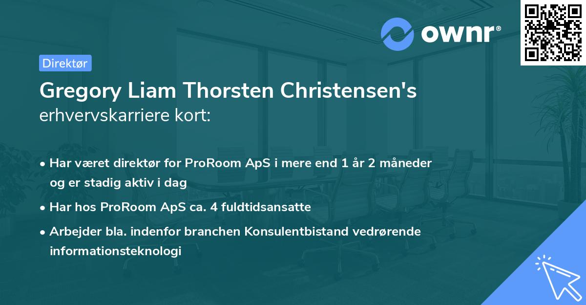 Gregory Liam Thorsten Christensen's erhvervskarriere kort