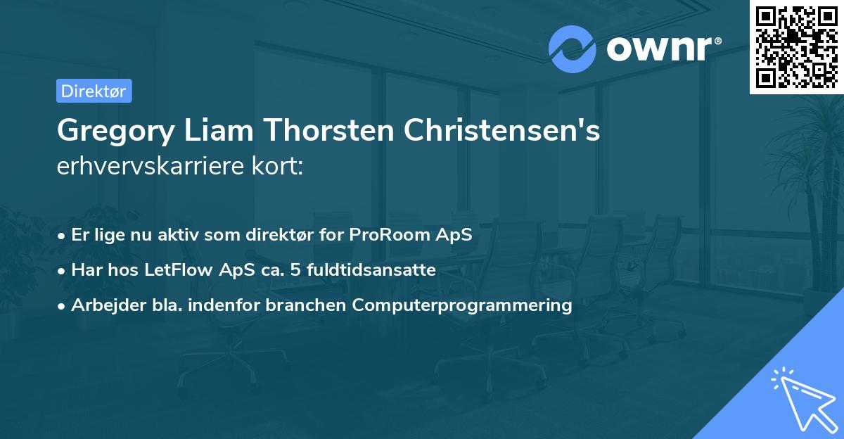 Gregory Liam Thorsten Christensen's erhvervskarriere kort