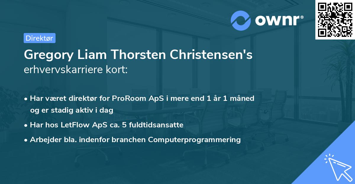 Gregory Liam Thorsten Christensen's erhvervskarriere kort