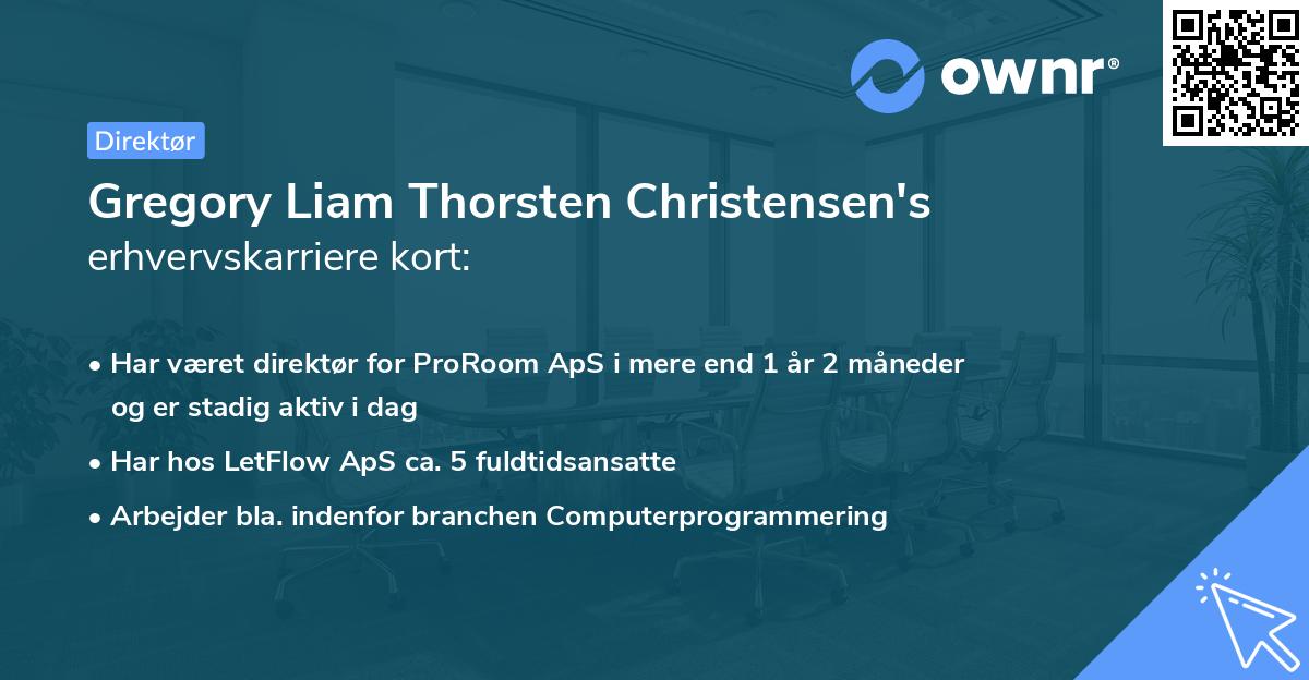 Gregory Liam Thorsten Christensen's erhvervskarriere kort