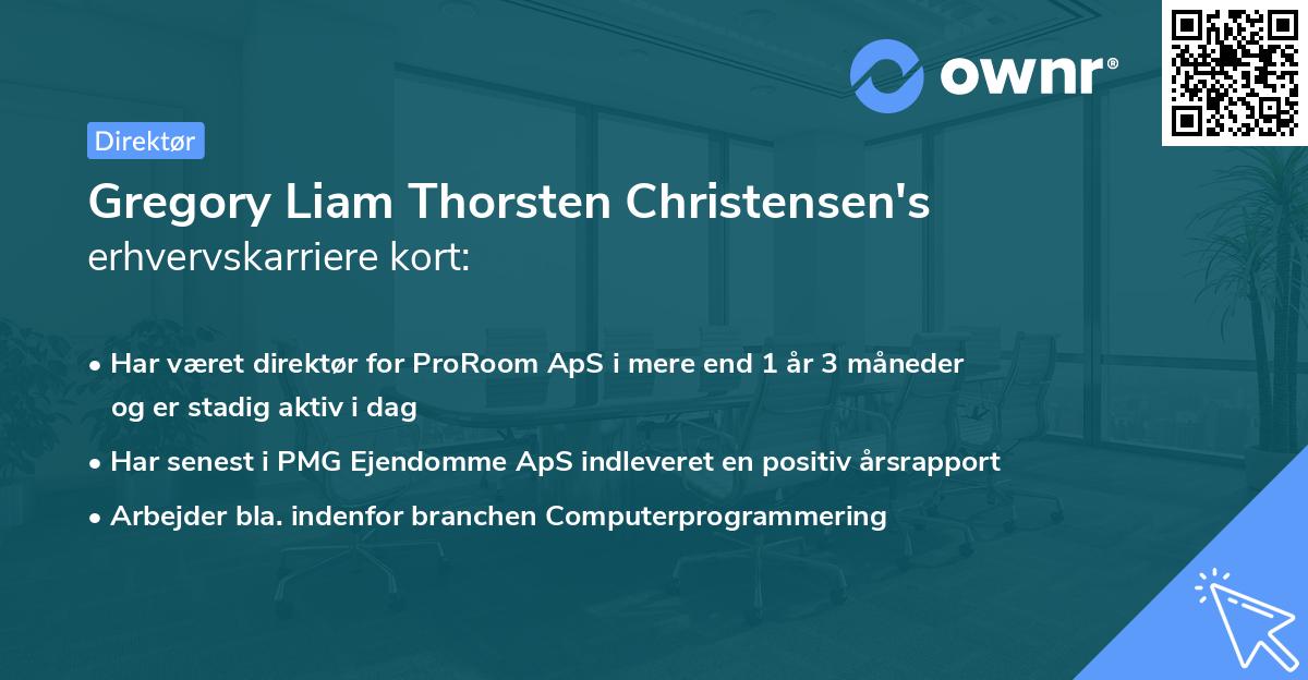 Gregory Liam Thorsten Christensen's erhvervskarriere kort