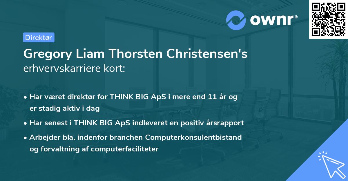 Gregory Liam Thorsten Christensen's erhvervskarriere kort