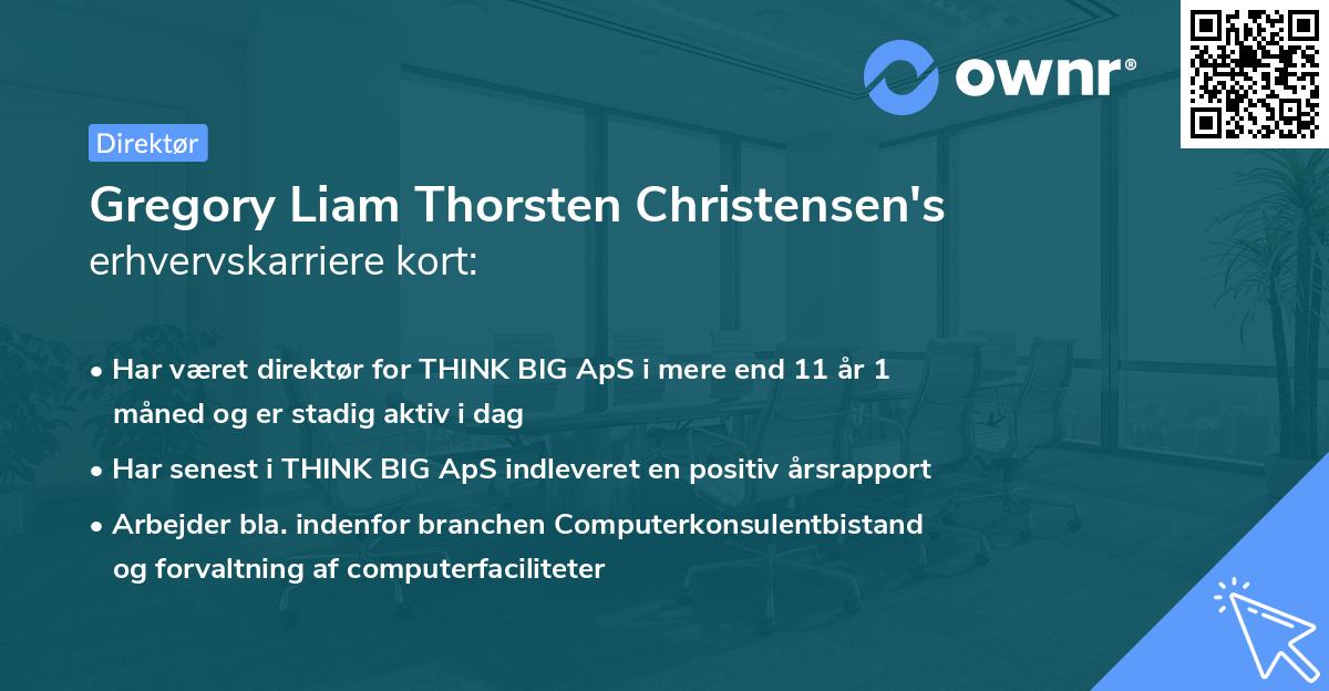 Gregory Liam Thorsten Christensen's erhvervskarriere kort