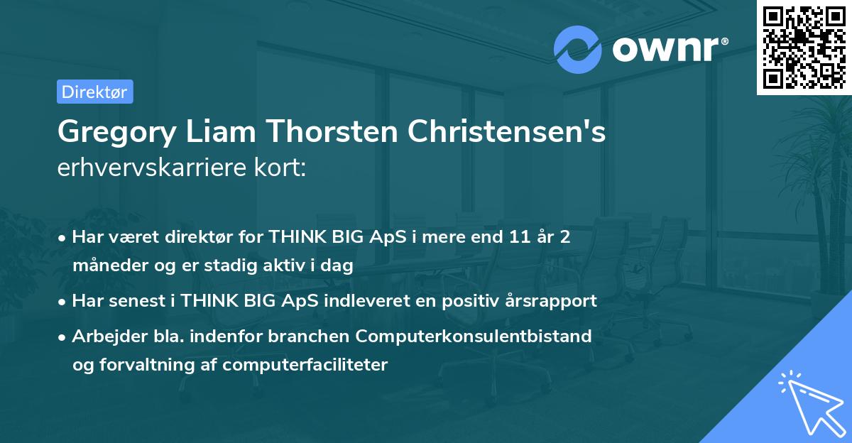 Gregory Liam Thorsten Christensen's erhvervskarriere kort