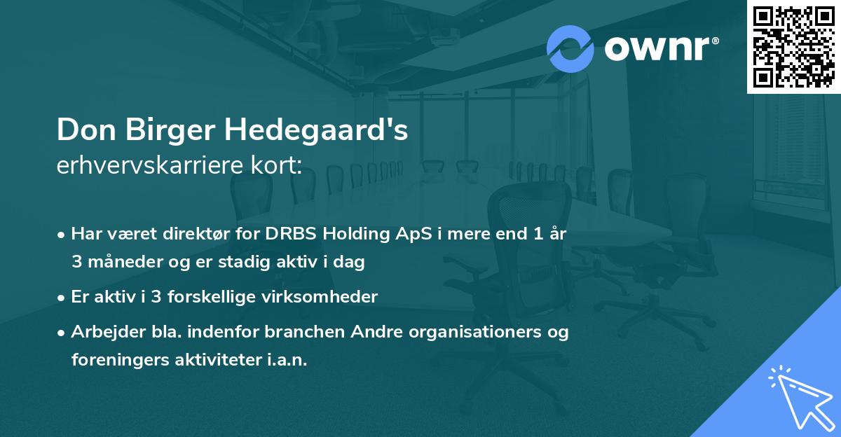 Don Birger Hedegaard's erhvervskarriere kort