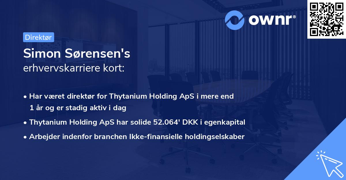 Simon Sørensen's erhvervskarriere kort