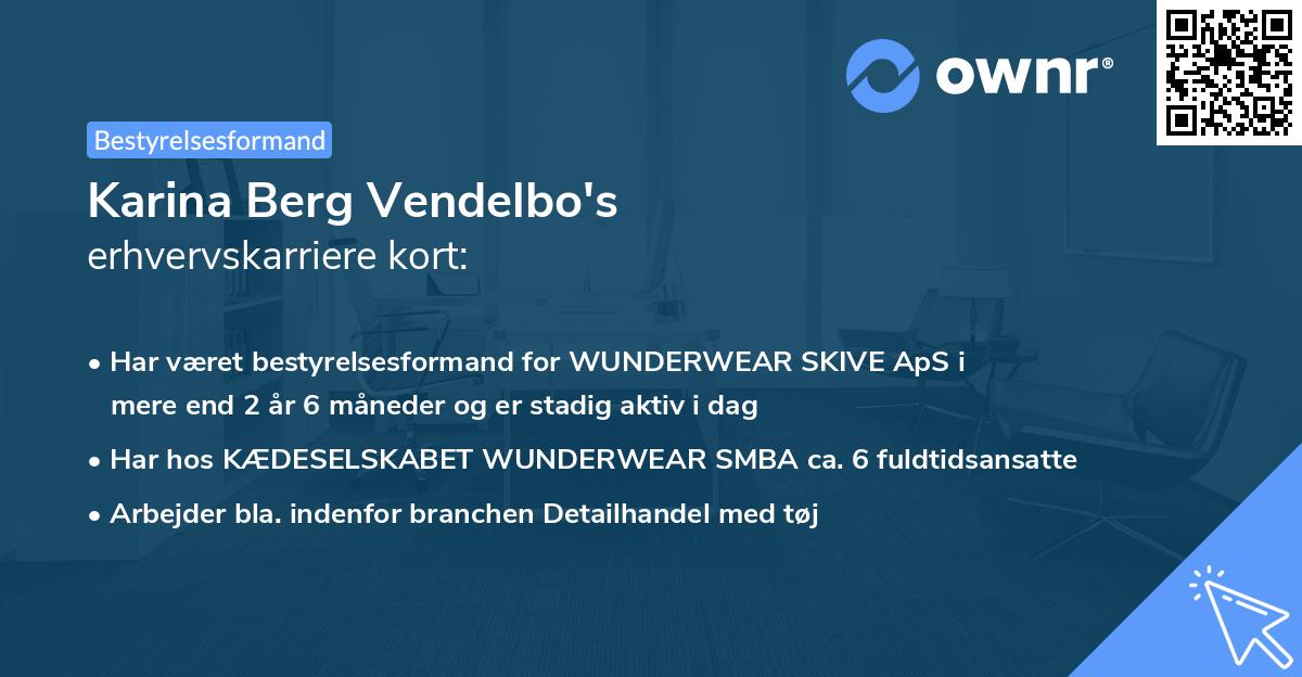 Karina Berg Vendelbo's erhvervskarriere kort