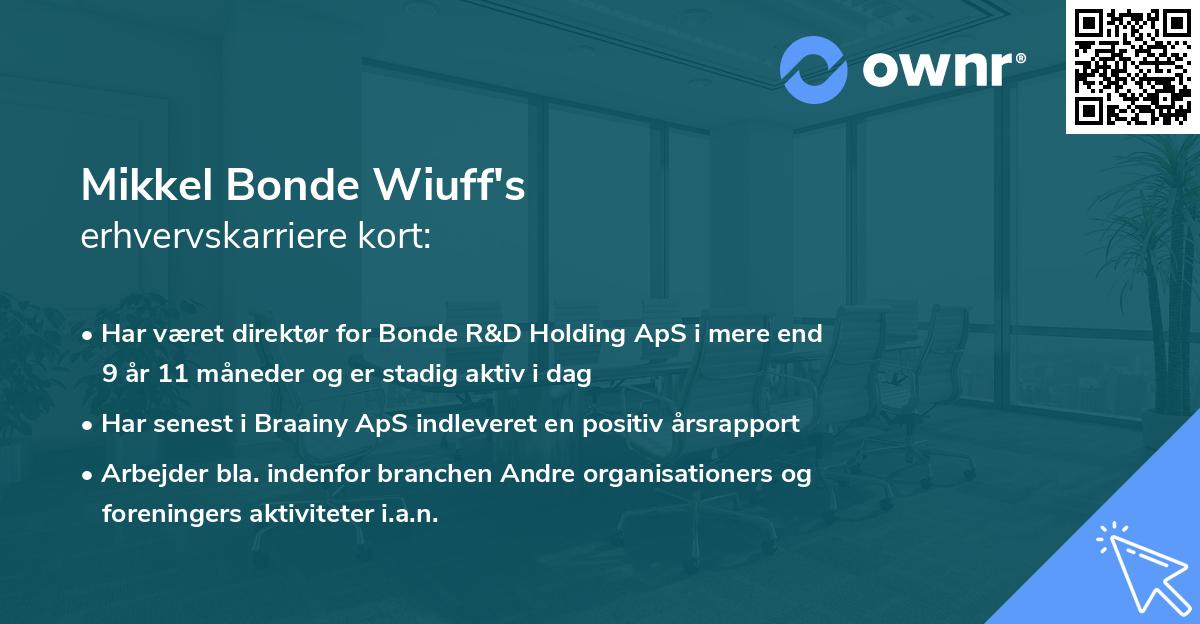 Mikkel Bonde Wiuff's erhvervskarriere kort