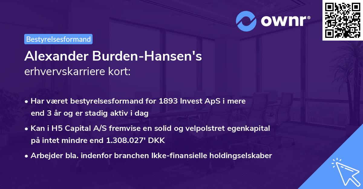 Alexander Burden-Hansen's erhvervskarriere kort