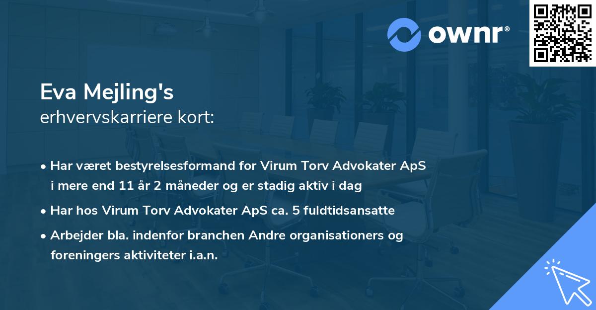 Eva Mejling's erhvervskarriere kort