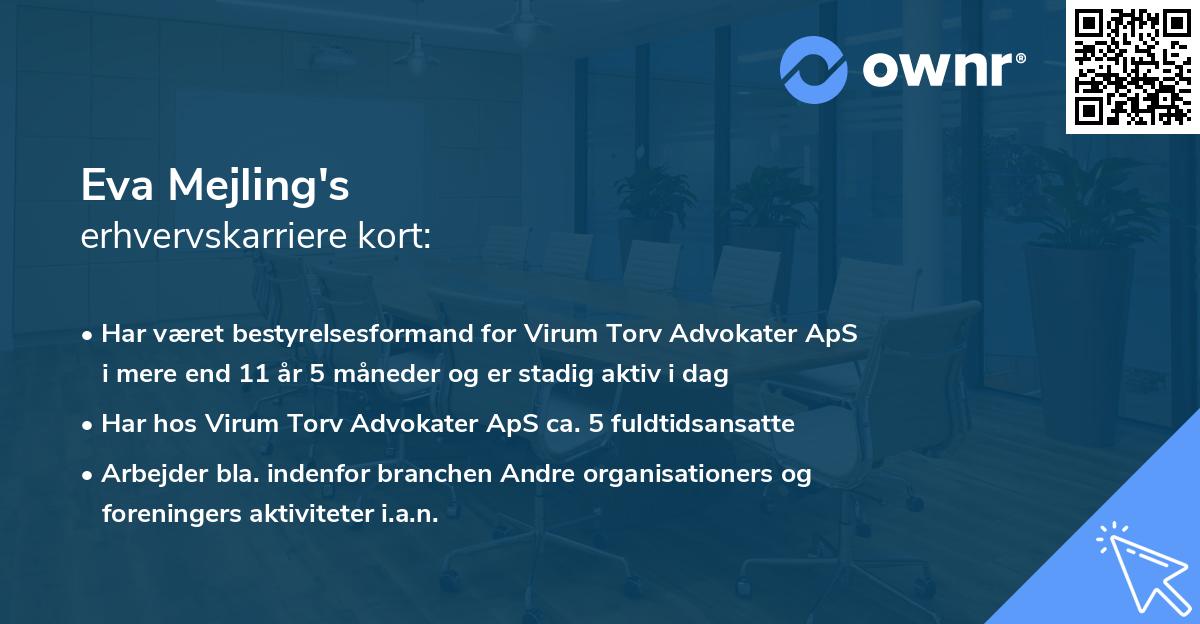Eva Mejling's erhvervskarriere kort
