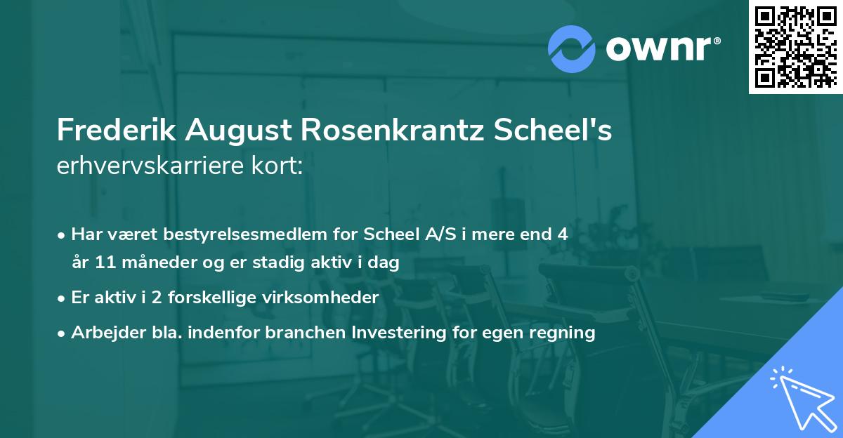 Frederik August Rosenkrantz Scheel's erhvervskarriere kort