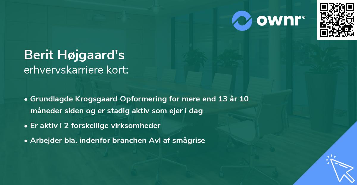 Berit Højgaard's erhvervskarriere kort