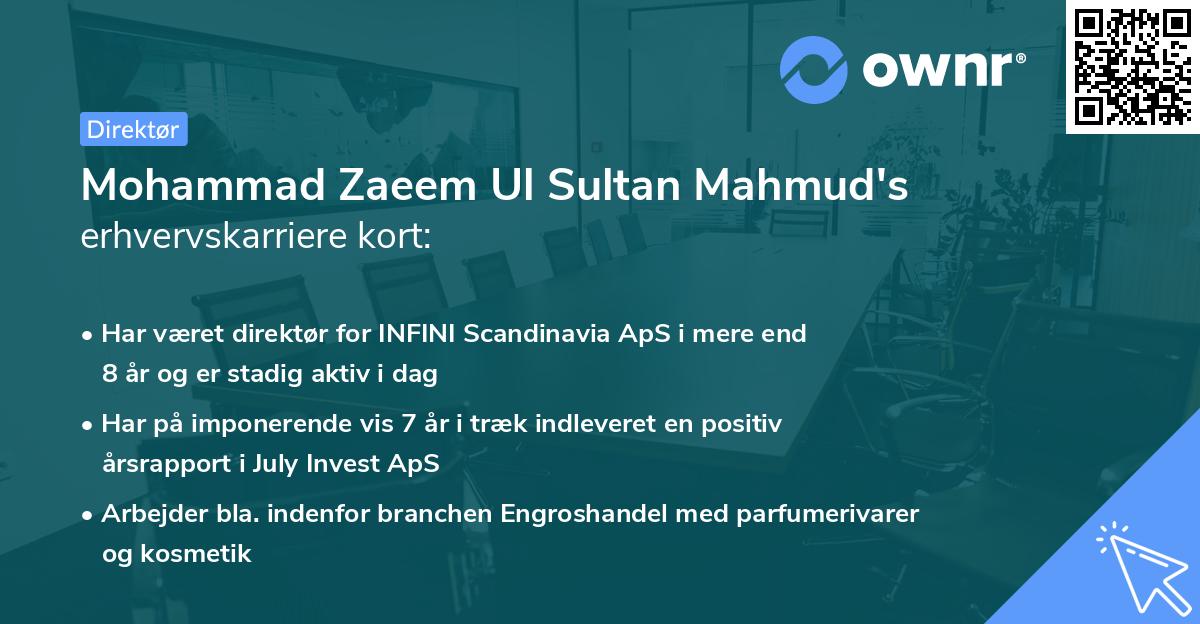 Mohammad Zaeem Ul Sultan Mahmud's erhvervskarriere kort