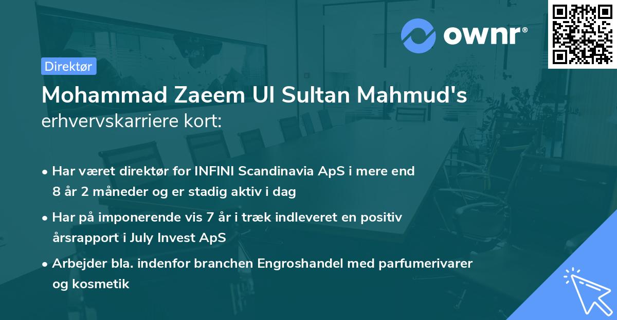 Mohammad Zaeem Ul Sultan Mahmud's erhvervskarriere kort