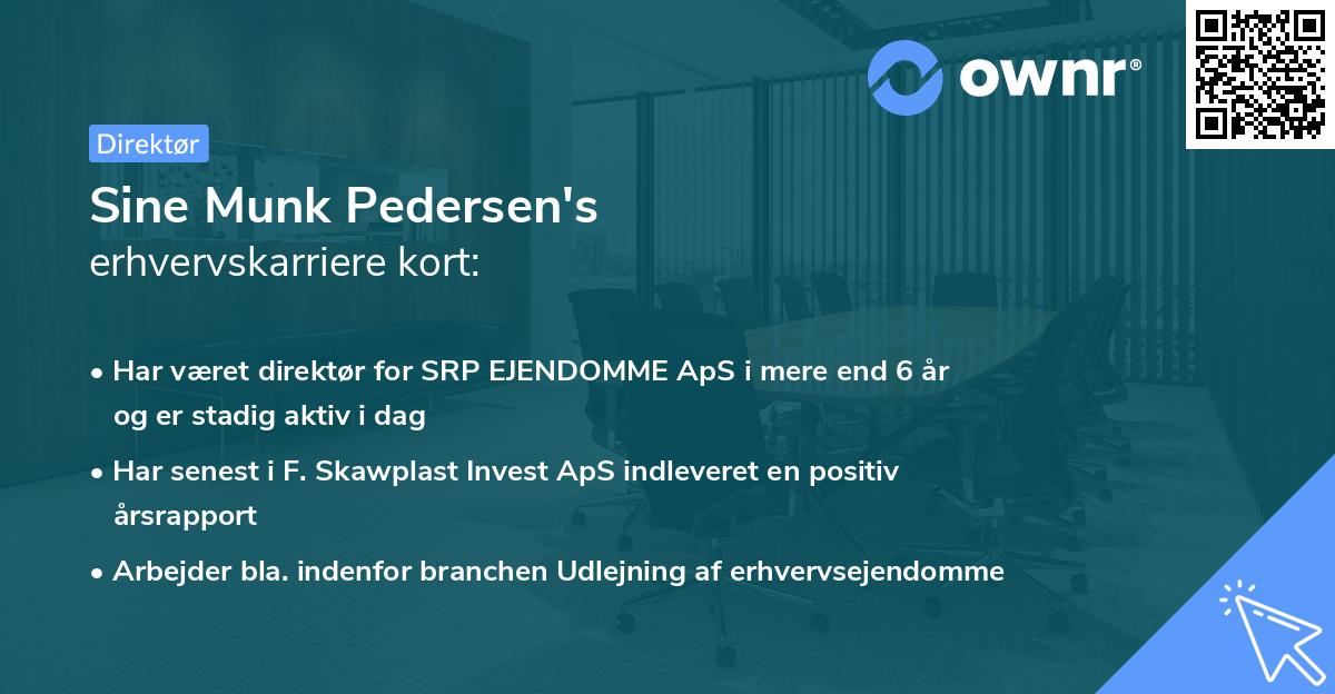 Sine Munk Pedersen's erhvervskarriere kort