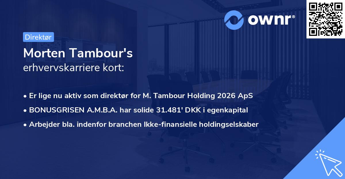 Morten Tambour's erhvervskarriere kort