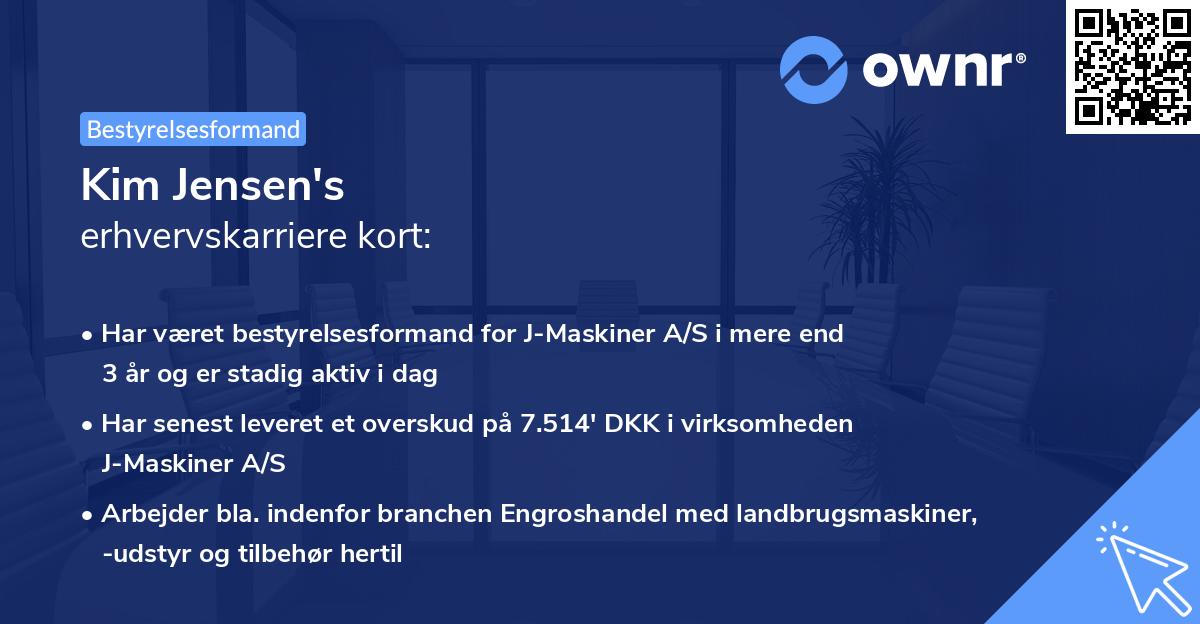 Kim Jensen's erhvervskarriere kort