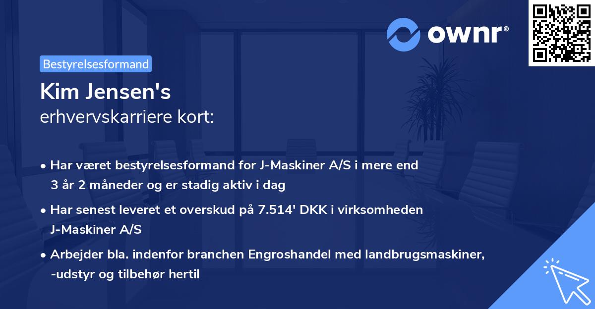 Kim Jensen's erhvervskarriere kort