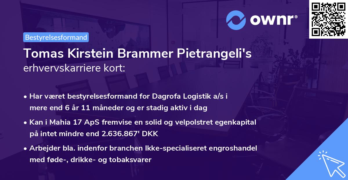 Tomas Kirstein Brammer Pietrangeli's erhvervskarriere kort