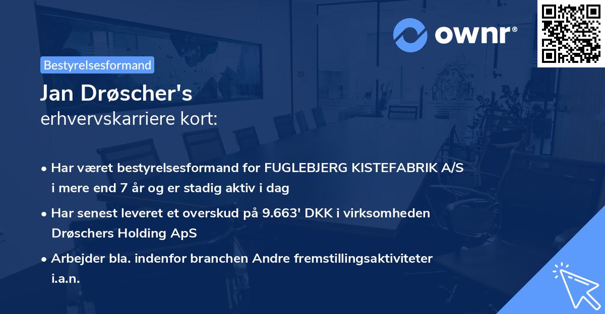 Jan Drøscher's erhvervskarriere kort