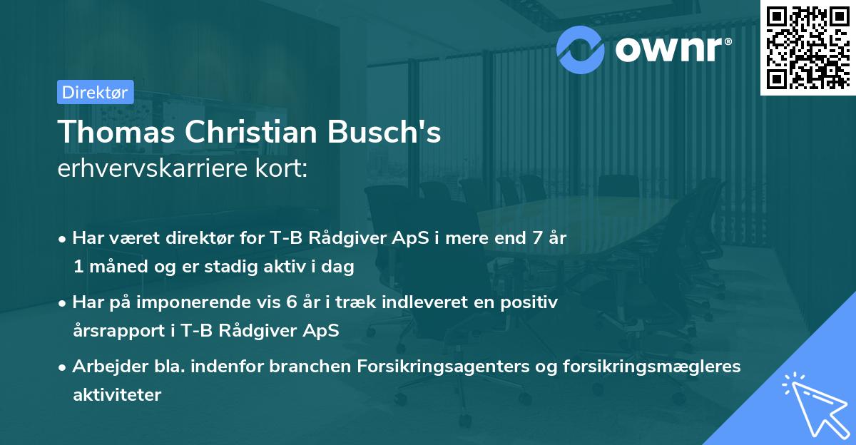 Thomas Christian Busch's erhvervskarriere kort