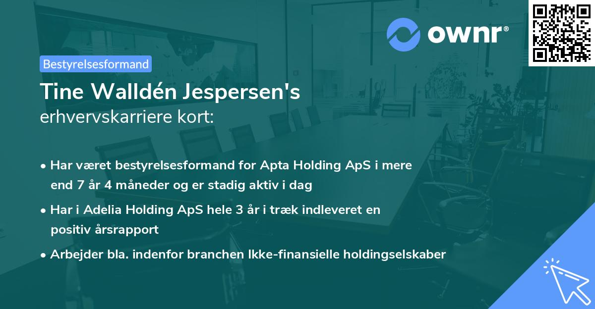 Tine Walldén Jespersen's erhvervskarriere kort