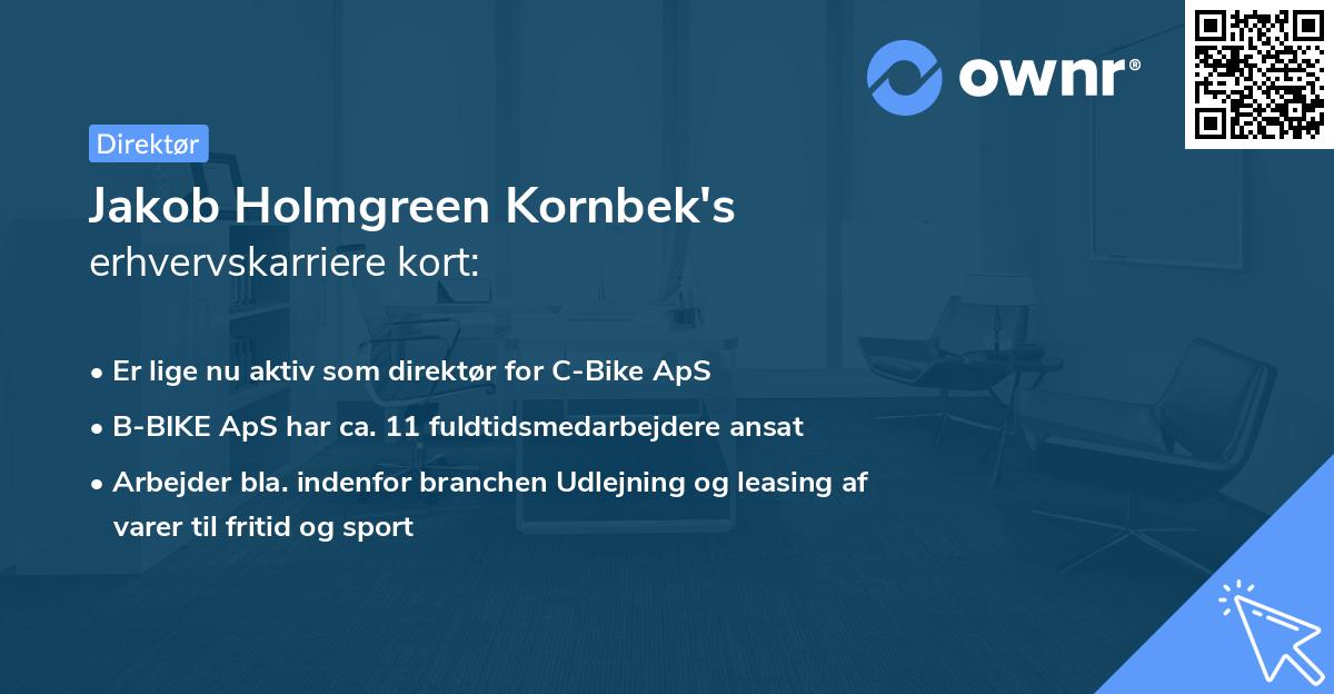 Jakob Holmgreen Kornbek's erhvervskarriere kort