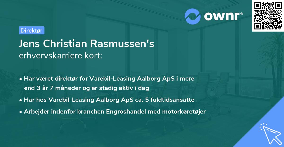 Jens Christian Rasmussen's erhvervskarriere kort