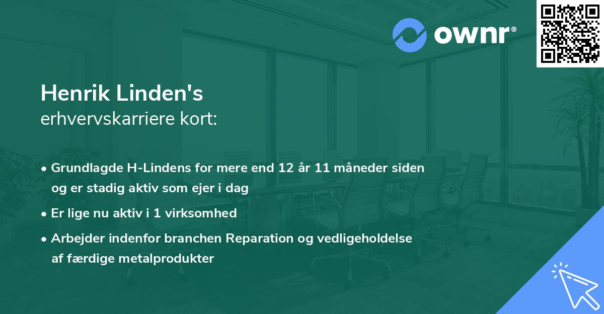 Henrik Linden's erhvervskarriere kort