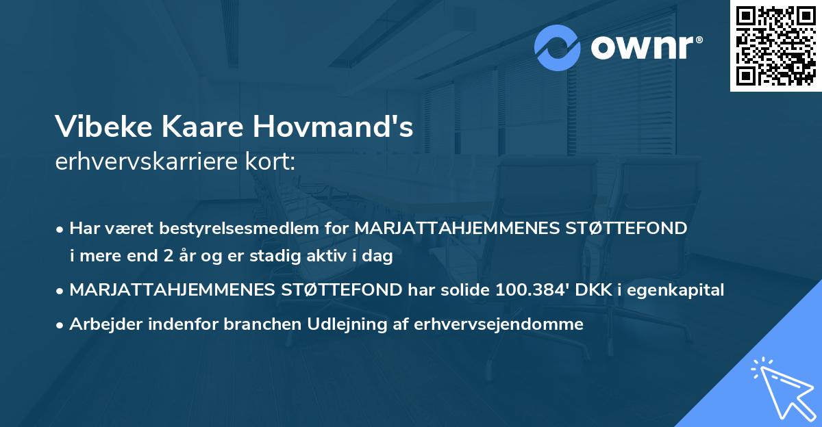 Vibeke Kaare Hovmand's erhvervskarriere kort