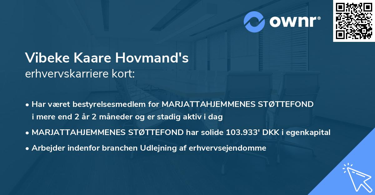 Vibeke Kaare Hovmand's erhvervskarriere kort