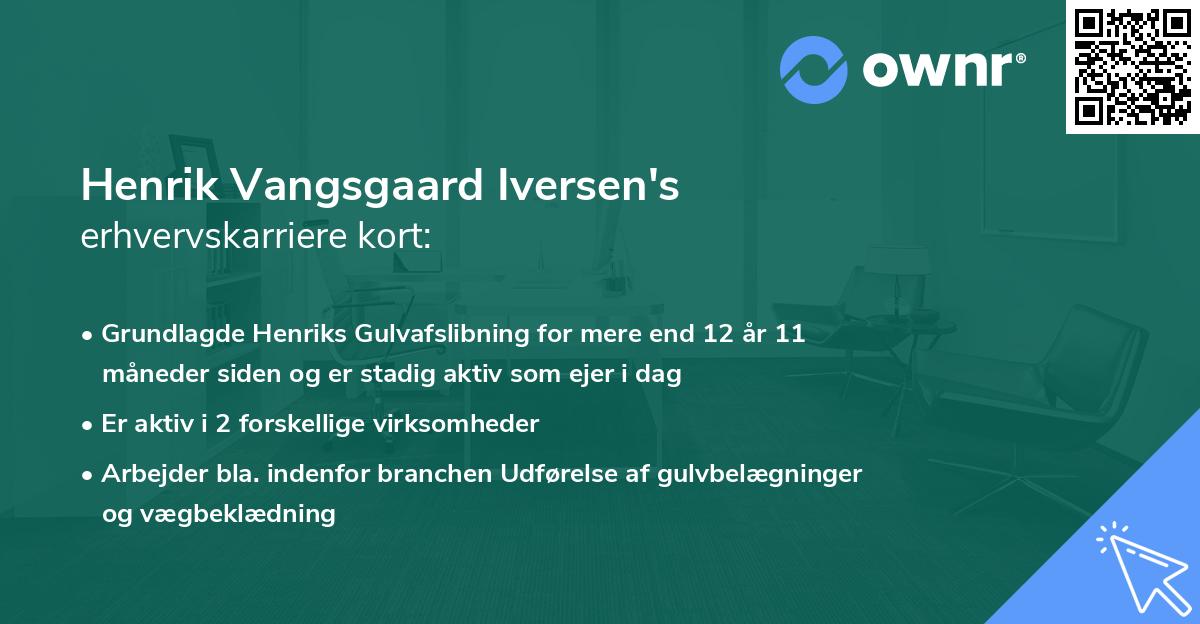 Henrik Vangsgaard Iversen's erhvervskarriere kort