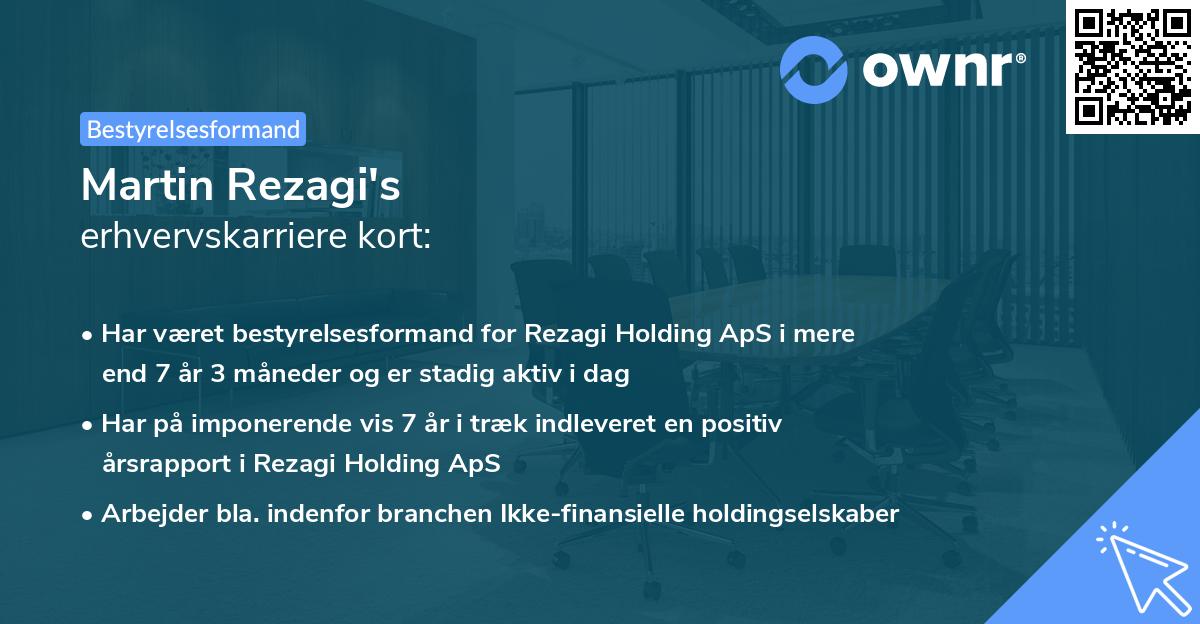 Martin Rezagi's erhvervskarriere kort