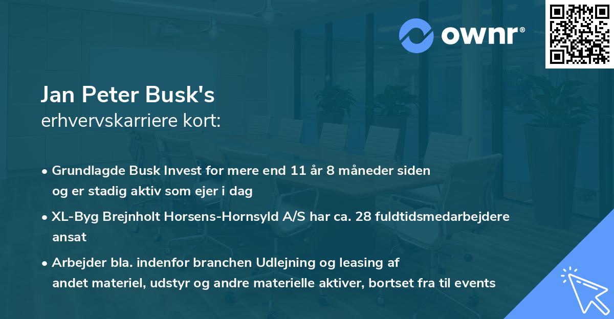 Jan Peter Busk's erhvervskarriere kort