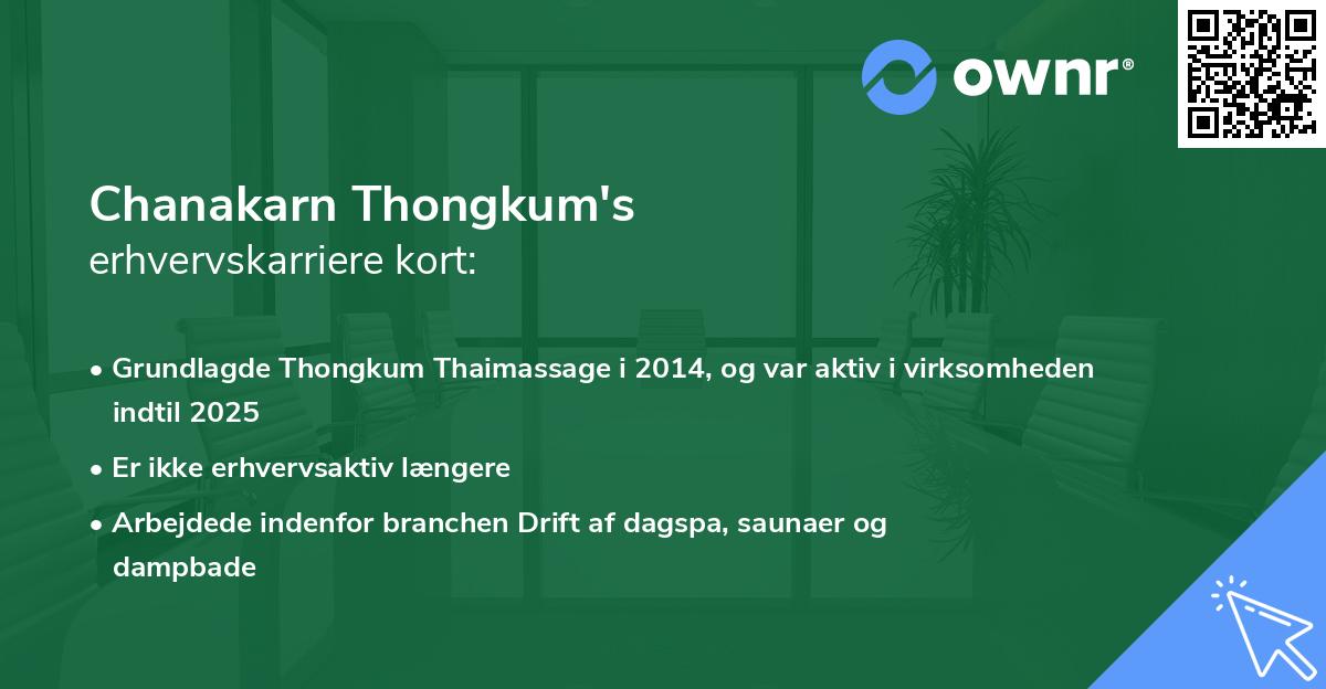 Chanakarn Thongkum's erhvervskarriere kort